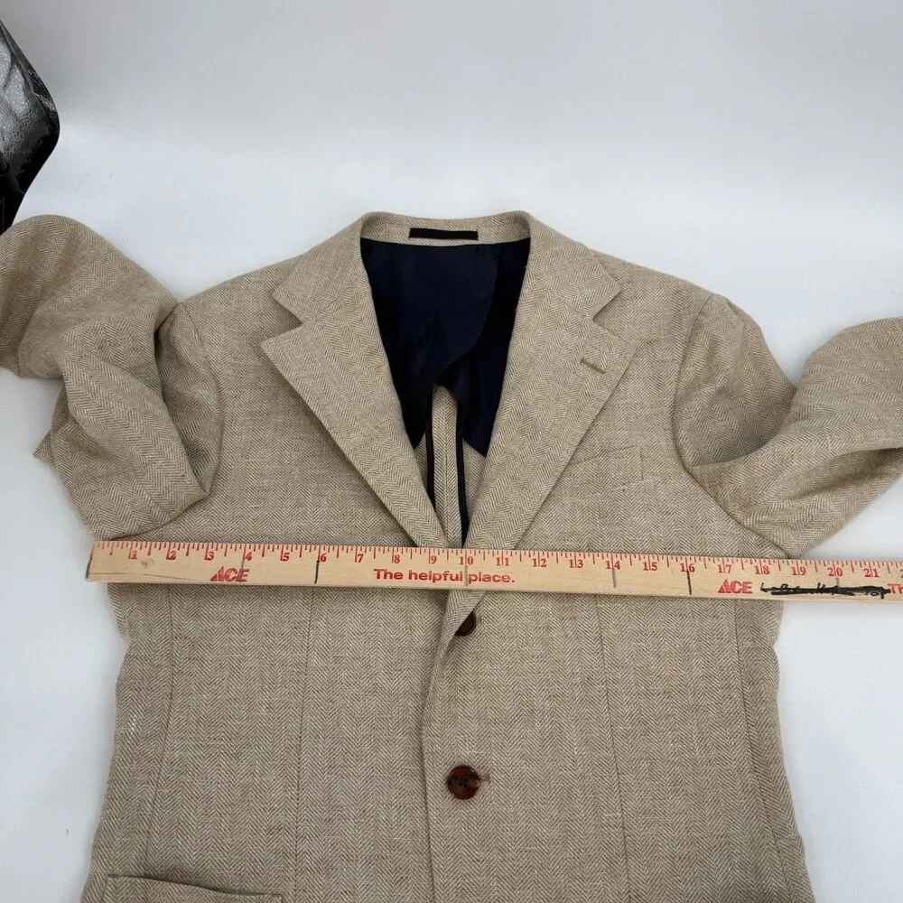Spier & MacKay Wool Linen Blend Wheat Sportcoat 3 Button Patch Pocket Size 36